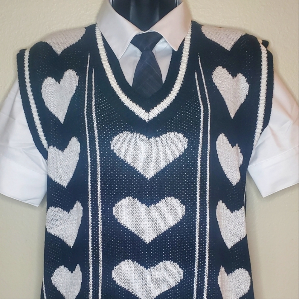Heart Pattern Cardigan Vest